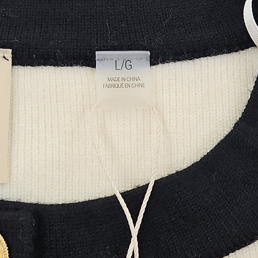Elie Tahari Sleeveless Knit Vest NEW Women's L Large Black Cream Button Front - Picture 7 of 16